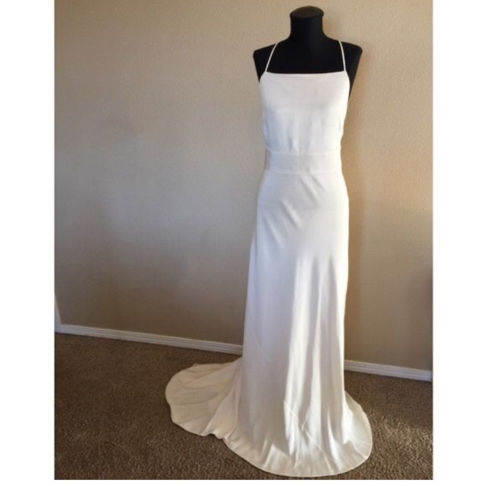 J. Crew ivory silk Madalyn minimalist wedding dress with train NWT 6P - Picture 2 of 12